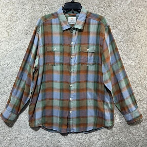 Tommy‎ Bahama Jeans Island Crafted Shirt Men's Large Green Plaid Long Sleeve - Picture 1 of 12